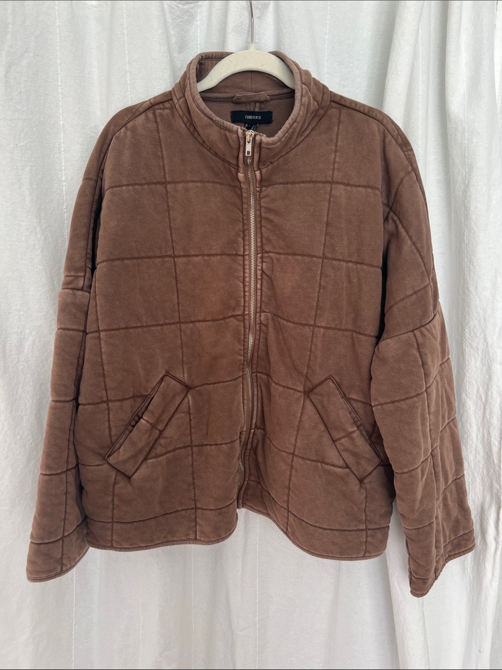 Vince Brown Quilted Zip-Up Puffer Jacket